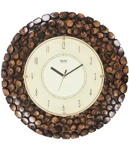 仿古木箱设计挂钟静音针运动可持续实木装饰钟