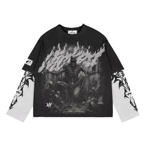 เสื้อยืดแขนยาวผู้ชายผ้าคอตตอน 100% พิมพ์ลาย DTG คุณภาพสูง แบบถักสองชั้น ระบายอากาศได้ดี กันยับ สีพื้น - Product Image 4