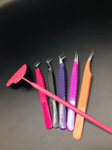 Pince à épiler professionnelle de luxe en acier inoxydable pour extensions de cils, toutes couleurs, anti-magnétique, à pointe fine, pour volume russe - Product Image 6