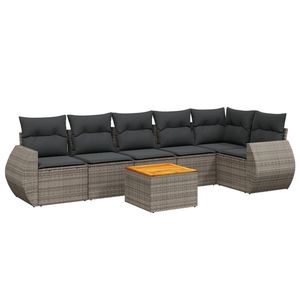 Conjunto de Sofá de Jardín de Ratán Gris, Cojines Impermeables para Exteriores, Muebles de Patio de Diseño Contemporáneo - Product Image 2