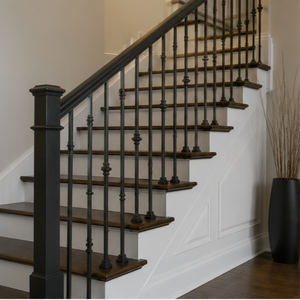 Modern Decorative Wrought Iron Stair <b>Railing</b> Indoor <b>Outdoor</b> Balcony Handrail Black Metal Safety <b>Railing</b> Design - Product Image 1