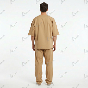 Ensemble de blouses médicales tissées personnalisées avec logo ODM, haut à col en V et pantalon, confortable et respirant, uniforme d'infirmière et de médecin pour hôpital, vente en gros - Product Image 3