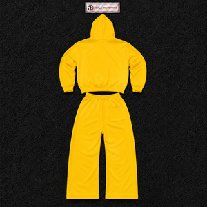 <b>Yellow</b> Tracksuit Set Mens Premium Full Zip <b>Hoodie</b> And Jogger Pants Two Piece Outfit Casual Streetwear Athletic Sportswear - Product Image 6
