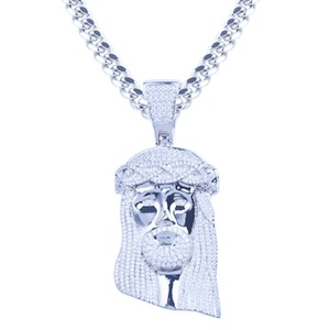 จี้หน้าฮิปฮอปแบบกำหนดเองสำหรับผู้ชาย จี้เพชรโมอิสซาไนต์ VVS ระยิบระยับ เครื่องประดับ 3 มิติ จี้เงินแท้ S925 - Product Image 1