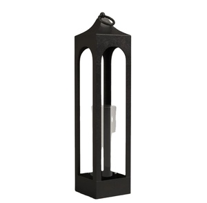 Portavelas de metal negro para mesa de exterior, moderno, hecho en India, para decoración del hogar, hotel, restaurante, boda, oficina. - Product Image 1