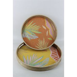 Grand plateau rond en métal émaillé - Assiette de service décorative florale vintage - Plat de cuisine pour l'intérieur et l'extérieur - Product Image 2