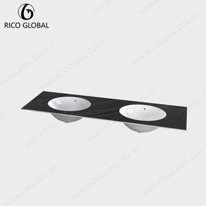Meuble-lavabo mural double RICO GLOBAL avec vasques ovales et finition laquée, design minimaliste - Product Image 5