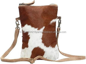 Bolso Bandolera de Cuero Genuino con Pelo de Vaca Estilo Vaquera, Correa Ajustable, Bolso de Hombro - Product Image 2