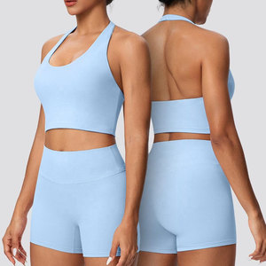 High Quality 2 Piece Fitness Clothing Women Yoga Wear Set High Elastic <b>Running</b> Sports Gym Fitness Set Compression Shorts - Product Image 6