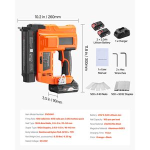 Chiodatrice e Graffatrice a Batteria 2 in 1 da 18 Gauge, 20V, 500 Chiodi e Graffette, 2 X 2, con Batteria 20V, Certificazione GS - Product Image 3