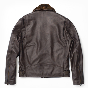 Men's Genuine <b>Leather</b> Biker <b>Jacket</b> Stand Collar Zipper Closure Windproof Eco-Friendly Breathable <b>Winter</b> Moto Coat Regular Fit - Product Image 2