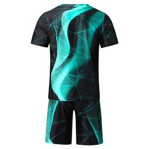 Nouvel ensemble décontracté deux pièces pour homme, respirant, imprimé par sublimation, t-shirt à manches courtes et short, prix de gros - Product Image 3