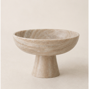 Bol en marbre sur piédestal de luxe moderne, bol en pierre naturelle sur pied, centre de table décoratif pour hôtel et maison - Product Image 3