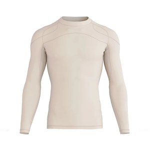 Rashguards de MMA beige/bronceado al por mayor para hombre, hechos en Pakistán, de la mejor calidad, manga larga, de secado rápido, para venta en línea. - Product Image 1