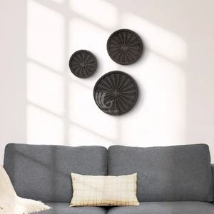 Hot Selling Halloween <b>Black</b> Round Wicker <b>Trays</b>, Set of 3 Eco Friendly Serving an Decoration Baskets For Halloween Wholesale - Product Image 2