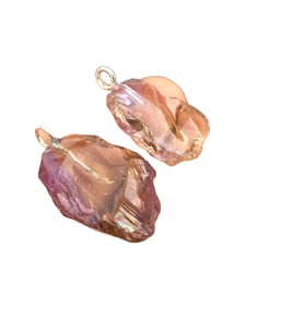 Pendentif Charme Vintage Fait Main en Argent Sterling 92,5, 2 Pièces, Pierre Naturelle Amétrine Multicolore Non Traiterée - Product Image 1