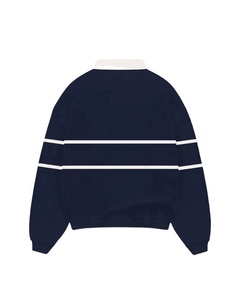 Polo en Coton Lourd 450 GSM, Coupe Oversize, Manches Longues, Épaules Tombantes, Broderie Classique, Logo Personnalisé, Couleur Unie avec Fermeture Éclair - Product Image 2