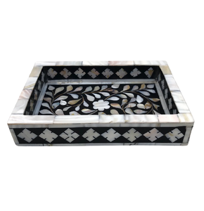 Elegante bandeja con incrustaciones de hueso, hecha a mano, de lujo, con incrustaciones de resina y hueso, ecológica, personalizable, a precio económico. - Product Image 1
