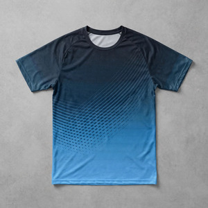 T-shirt à manches courtes pour homme, imprimé bleu, col en V, tissu sergé en spandex/polyester, séchage rapide, vêtements décontractés d'été - Product Image 2