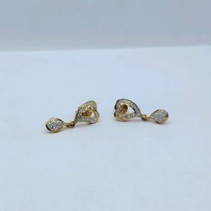 Elegant 22K Gold Heart Drop <b>Earrings</b> with Diamond Accent Stylish Designer <b>Dangle</b> Jewellery for Women Modern Daily Wear - Product Image 1