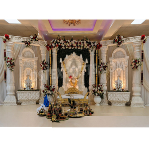 Escenario para Bodas Hindúes con Temática de Ganesha para Grandes Eventos, Compre Decoración de Escenario con Paneles Diya de Estilo Tradicional Gujarati a Precios Accesibles en el Reino Unido - Product Image 1