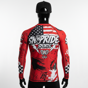 Chemises de compression à séchage rapide en tissu extensible 4 directions de haute qualité, col rond, sublimation, rashguard MMA BJJ - Product Image 2