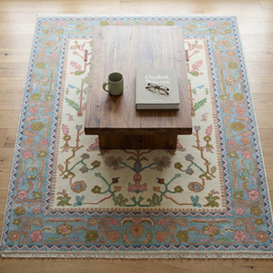 Premium Multicolor Hand Knotted Wool Classic Flat Pile Area Rug Traditional Floral Garden Pattern Carpet for Living Room <b>Bedroom</b> - Product Image 3
