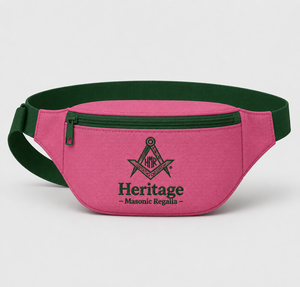 Sac à dos réversible en polyester Cordura imperméable, élégant, bicolore, avec logo brodé rose et vert, pour la franc-maçonnerie et les confréries. - Product Image 1