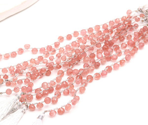 Perles de pierres précieuses ovales facettées naturelles RAY FINE ORNATES, couleur pêche rose, 8 mm, brin de 9 pouces avec évaluation tierce pour la fabrication de bijoux - Product Image 3