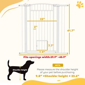 Cancelletto per Cani Extra Largo da 41 Pollici con Porta per Gatti, Kit di Estensione da 30 Pollici, 3 Pollici e 5,5 Pollici, Cancelli e Box per Animali Domestici Alti 42 Pollici - Product Image 2