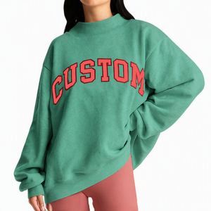 เสื้อสเวตเชิ้ตผ้าฟลีซคอเต่าทรงหลวมแบบดรอปโชว์เดอร์สำหรับผู้หญิง สีกรมท่า สวมใส่สบาย อุ่นสบาย ขายส่ง แบรนด์ USA UK Europe EU - Product Image 6