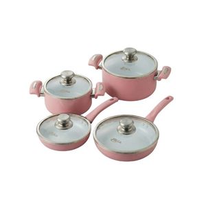 Ensemble de 4 ustensiles de cuisine de style américain en céramique antiadhésive avec couvercles en verre pour tous les types de cuisinières, construction en aluminium, passe au lave-vaisselle - Product Image 5
