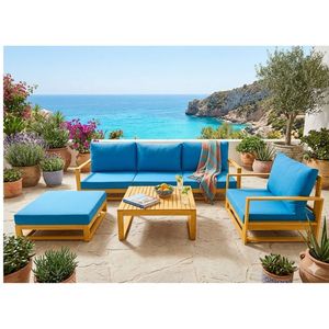 Garden Sofas Set (6pcs) Sofa outdoor funiture made in Vietnam Thinh Phu outdoor furniture factory acacia <b>wood</b> with cushion - Product Image 6