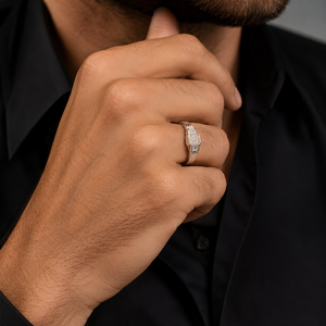 925 Sterling Silver <b>Mens</b> Square Cluster Diamond <b>Ring</b> High Polish Geometric Design Wedding Party Daily Wear Fine Jewelry Gift <b>for</b> - Product Image 1