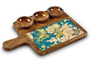 Plateau de service en bois émaillé - Product Image 3