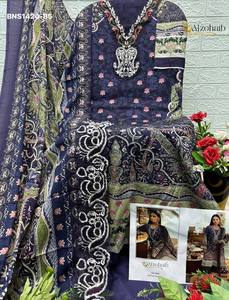 Conjunto de Salwar Largo Semisellado de Algodón Puro de la Mejor Calidad con Bordado y Estampado, y Dupatta Estampada, Moda Femenina - Product Image 4
