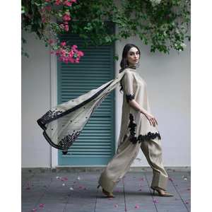 Designer <b>Indian</b> & Pakistani Clothing <b>Top</b>-Bottom and Dupatta Set with Embroidery Sequence Work - Product Image 3