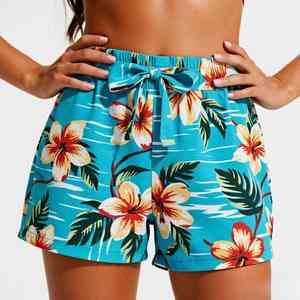 Short de bain tendance coupe décontractée pour l'été, en tissu respirant et doux, taille élastique, idéal pour les vacances à la plage, short de plage pour femme - Product Image 2
