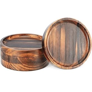 Sous-verres en bois naturel avec logo personnalisé, pour tasses à café et à thé, sous-verres en noyer utilisés pour les hôtels et les restaurants. - Product Image 2