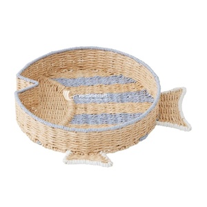 Plateau rond en corde de papier de paille en forme de poisson, panier à pain, stockage des aliments, plateau de service pour la décoration de la cuisine en gros - Product Image 2