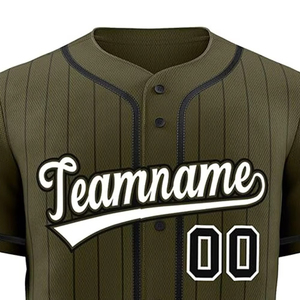 Camiseta de Béisbol Personalizada Verde Oliva con Rayas, Manga Corta, Cierre de Botones, Transpirable, de Poliéster, para Hombre, Corte Regular - Product Image 6