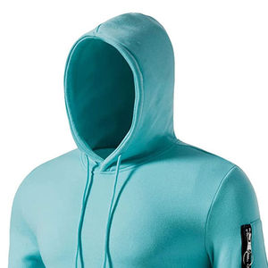 Ensemble de survêtement décontracté pour homme, bleu sarcelle, à capuche, manches longues, couleur unie, avec cordon de serrage, coupe régulière, pour l'automne - Product Image 4