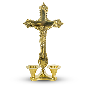 Candelabro de Latón con Cruz de Jesús y Soporte Doble para Velas de Té, para Sala de Oración, Altar de Iglesia y Decoración Cristiana del Hogar - Product Image 3