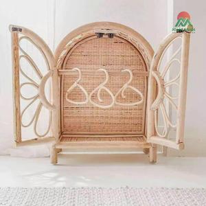 High Quality Natural Rattan Doll <b>Wardrobe</b> Cabinet Kids Bedroom Playroom Storage <b>Rustic</b> Nursery Furniture Eco-Friendly Toy - Product Image 6