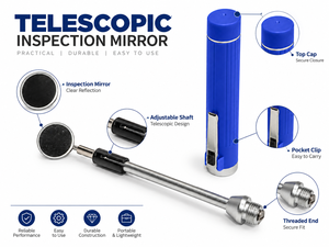 Espejo de Inspección Dental Telescópico de Acero Inoxidable, Portátil, con Clip de Bolsillo, Interruptor Deslizante, Funciona con Batería - Product Image 2