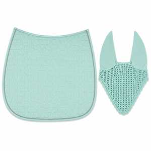 Tapis de selle matelassé vert menthe et protège-cou unisexe en tissu tissé à motif uni 140g imprimé numériquement respirant - Product Image 2