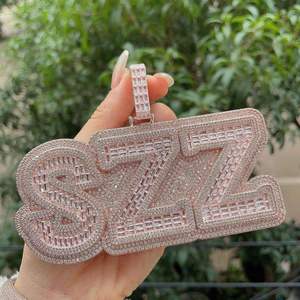 จี้ตัวอักษร SZZ คริสตัลไรน์สโตนชุบทองคำสีกุหลาบ เครื่องประดับแฟชั่นสำหรับทุกเพศ ของขวัญ - Product Image 1