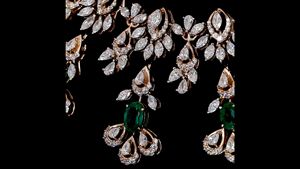 Luxury Lab Emerald Green Drop with Lab Grown Pear Marquise Diamond <b>Necklace</b> | Bridal Wedding Party Statement Jewelry for Women - Product Image 4