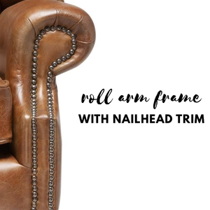 Traditional Real Leather Arm <b>Chair</b> Upholstered <b>Accent</b> Sofa with Rolled Arms Nailhead Trim for <b>Living</b> <b>Room</b> and Office - Product Image 3