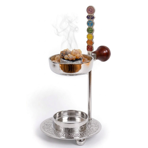 Brûleur en laiton réglable, emblème 7 chakras, argent, printemps-été, bois de santal, écologique, durable - Product Image 1